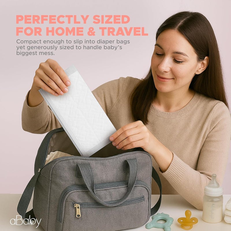 ABABY REFRESH Disposable Changing Pads for Baby (50 Pack) Super Soft and Ultra Absorbent Baby Changing Pad - Leak Proof Diaper Changing Pads for Stress-Free Baby Diaper Changes - White - Image 5